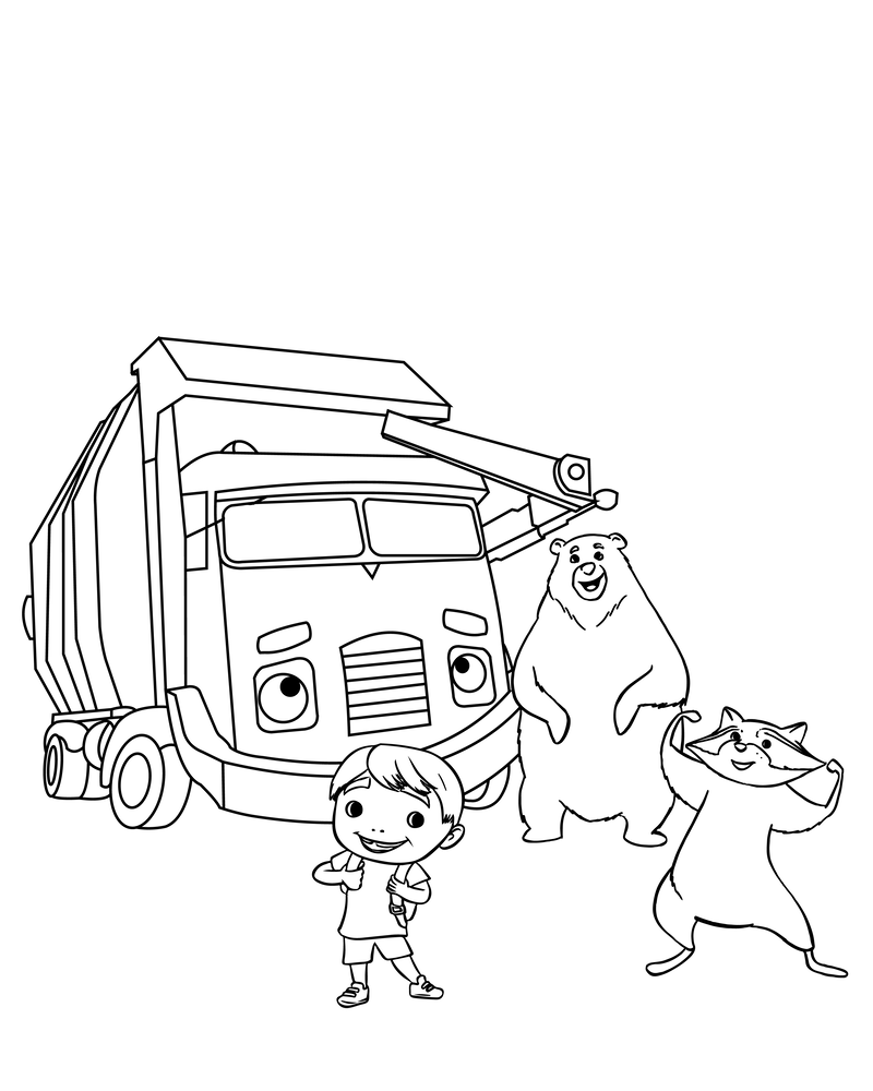 People Sweeping Free Printable Coloring Page