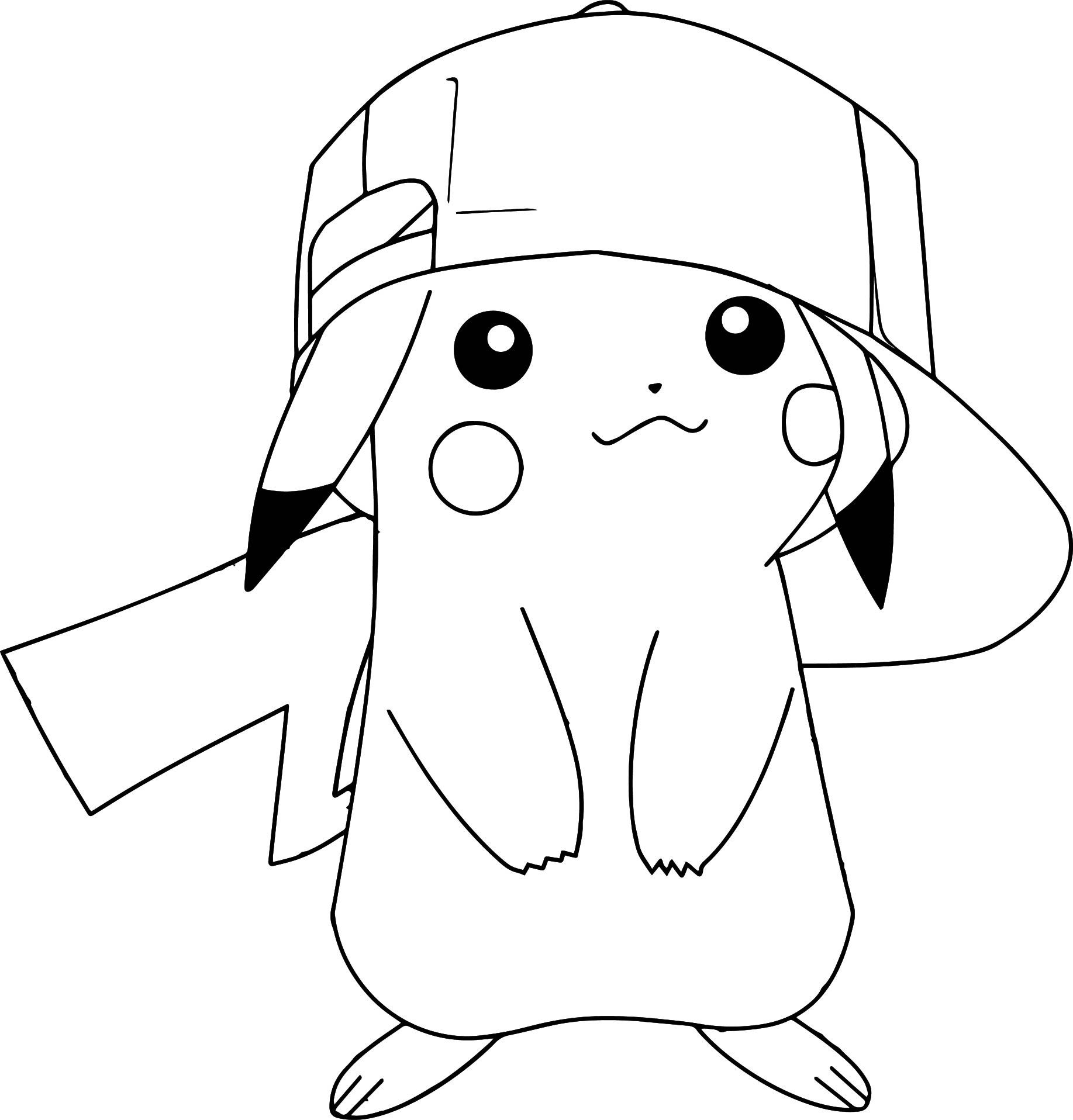 Pikachu Wearing A Hat Coloring Page