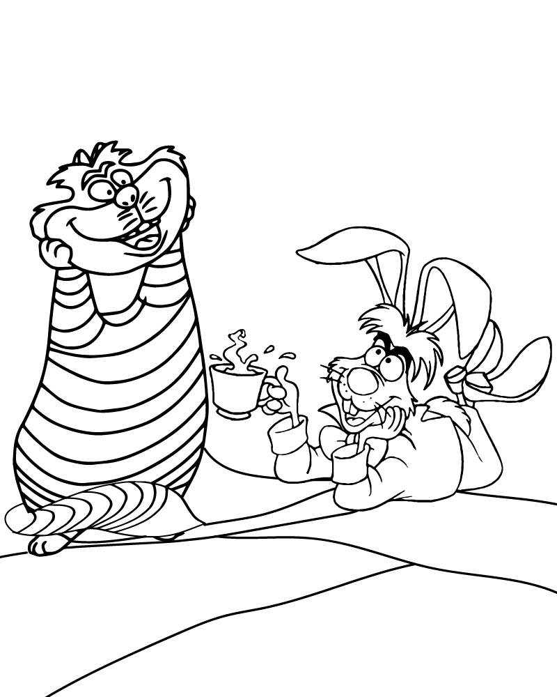 Printable Cheshire Cat with His Friend