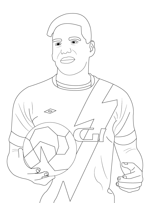 Radamel Falcao Holding a Ball Coloring Page