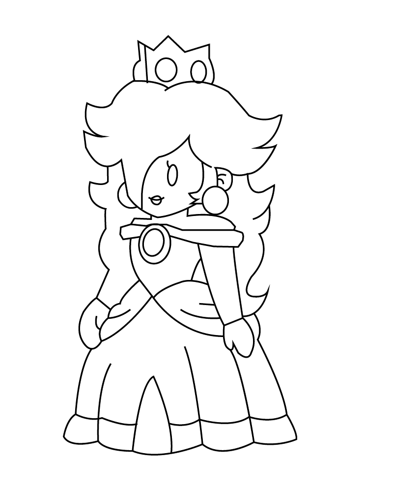 Rosalina Mario Character Coloring Sheet for Kids