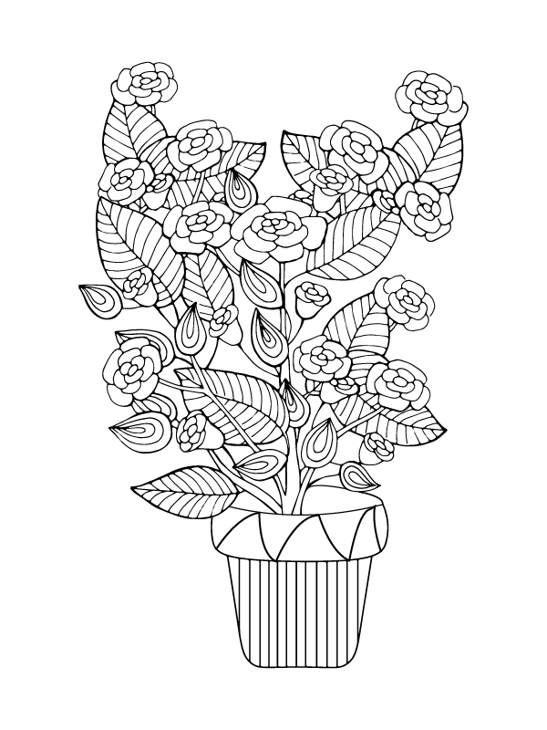 Rose with Leaves Coloring Page