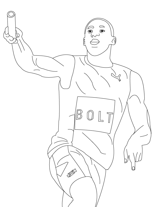 Running Usain Bolt Coloring Page