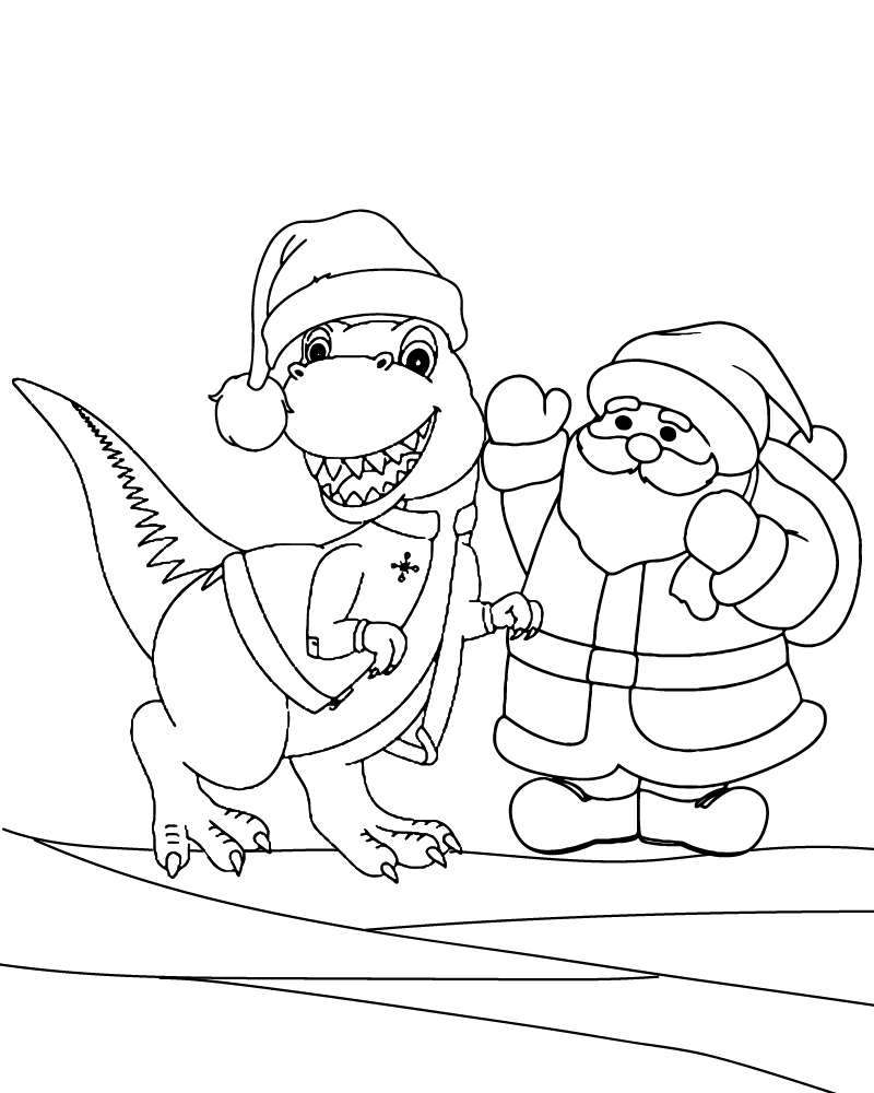 Santa with Friendly Dinosaur