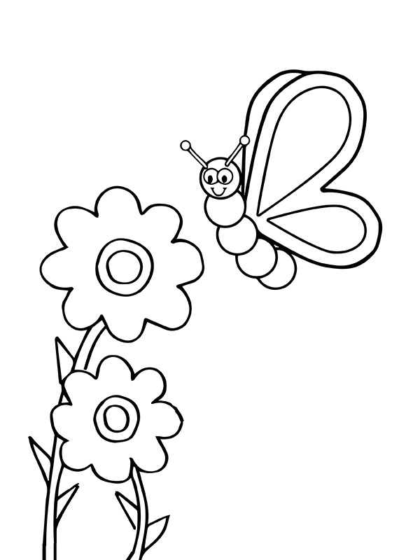 Simple Flower and Butterfly