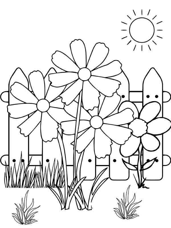 Simple Garden under the Sun Coloring Page