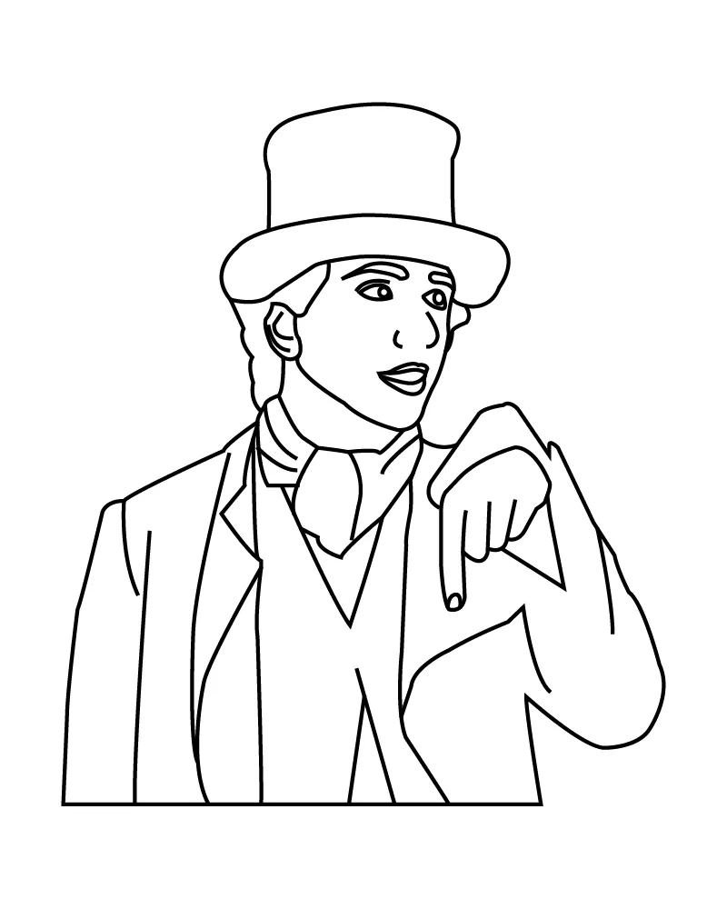 Simple Willy Wonka Coloring Page