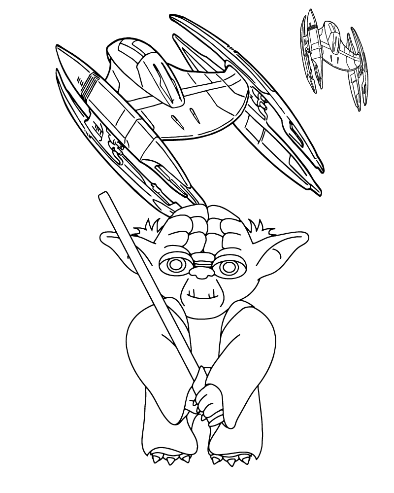 Small Yoda and Spaceship