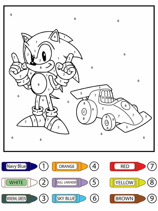 Sonic and Car Color by Number