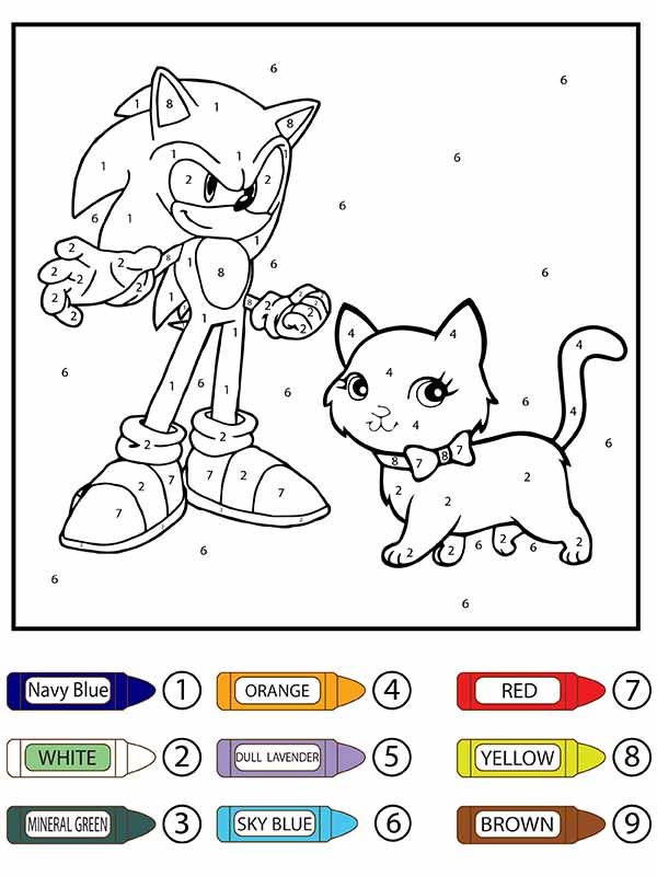 Sonic and Cute Cat Color by Number