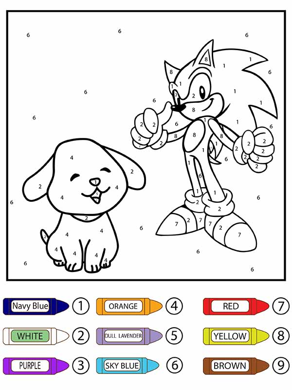 Sonic and Cute Puppy Color by Number