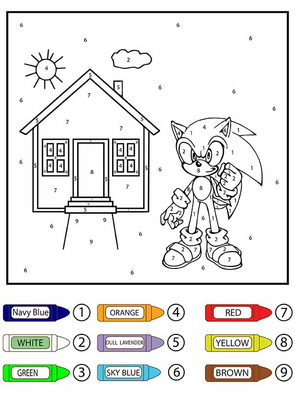 Sonic, Sun, and House Color by Number