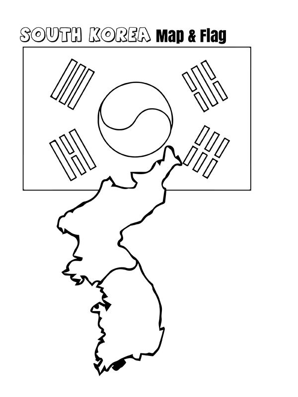 South Korea Map and Flag
