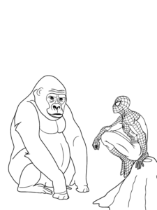 Spiderman mit Gorilla Malvorlage