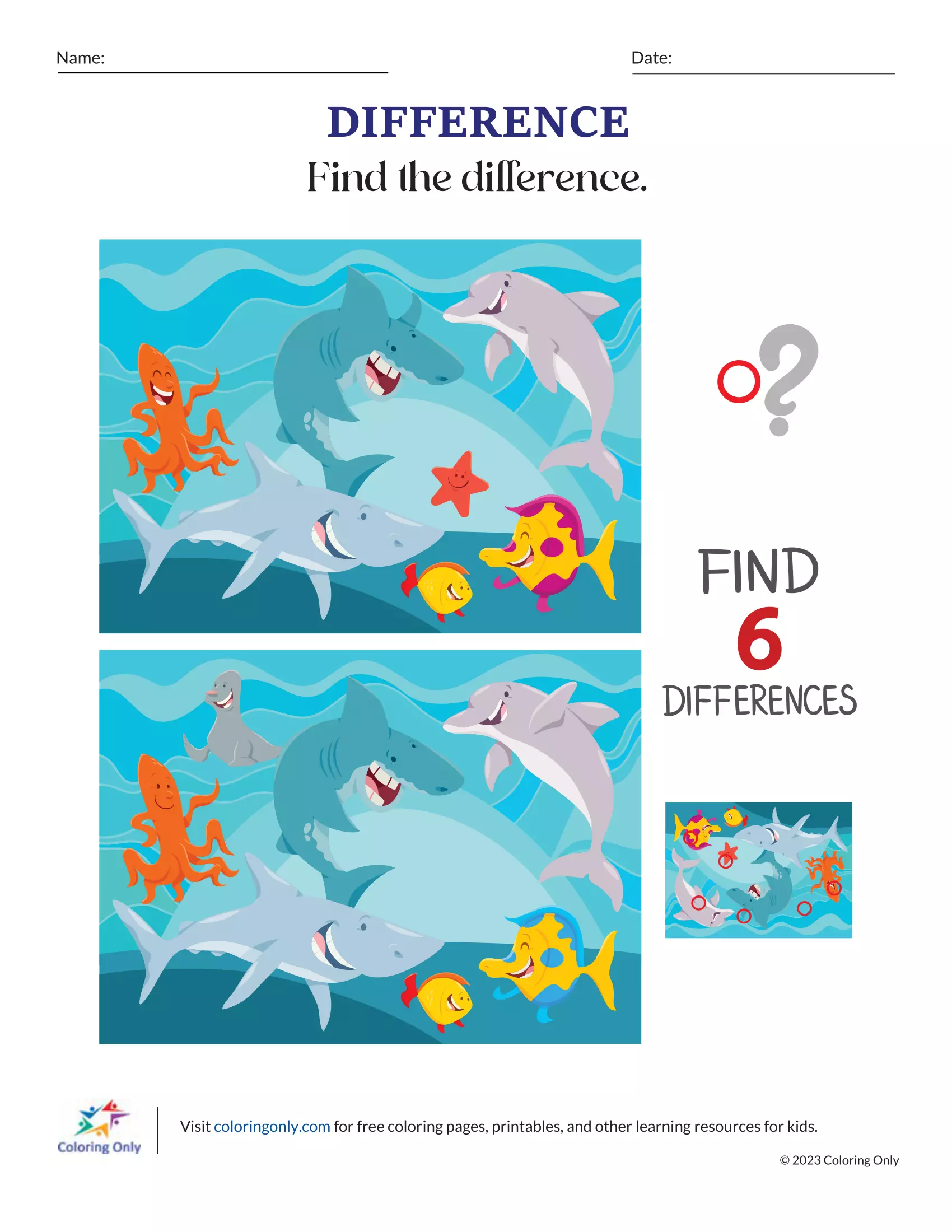 Spot the Difference: Underwater Adventure Edition