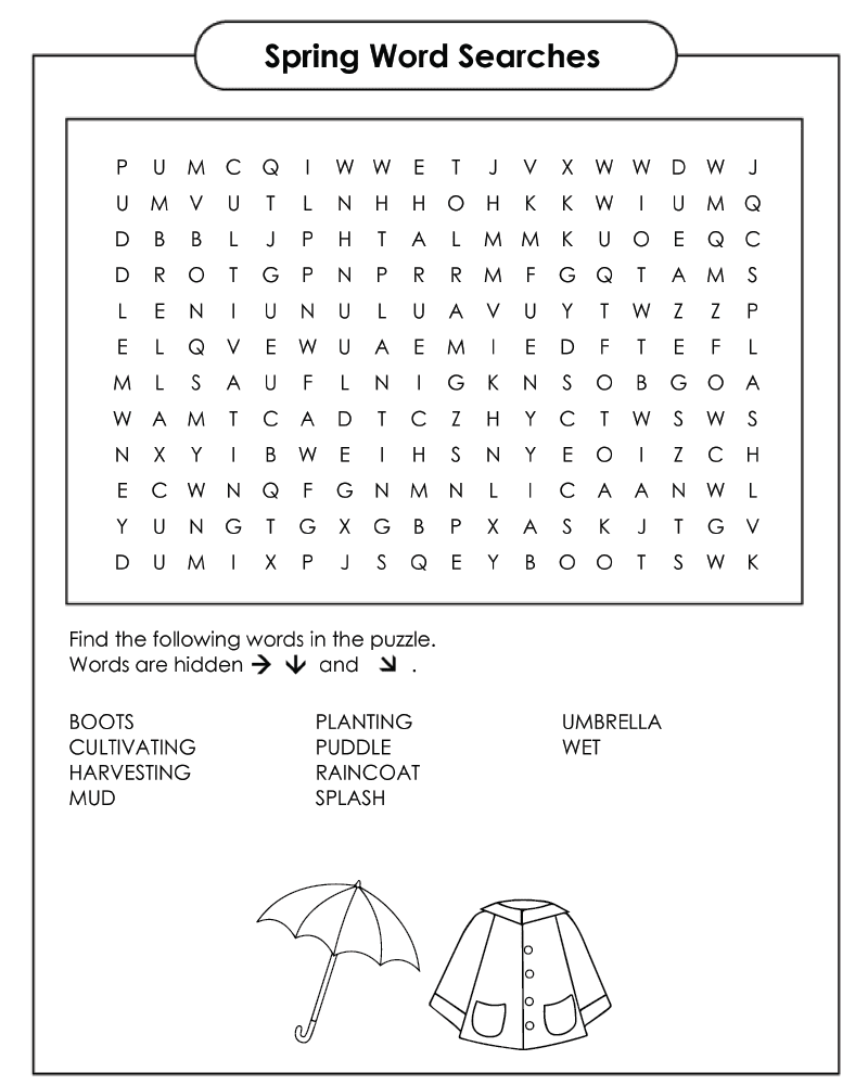Spring Word Searches for 2nd Grade