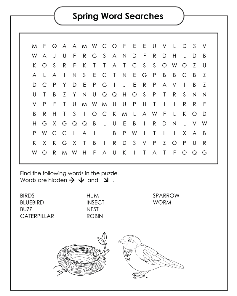Spring Word Searches for 5th Graders