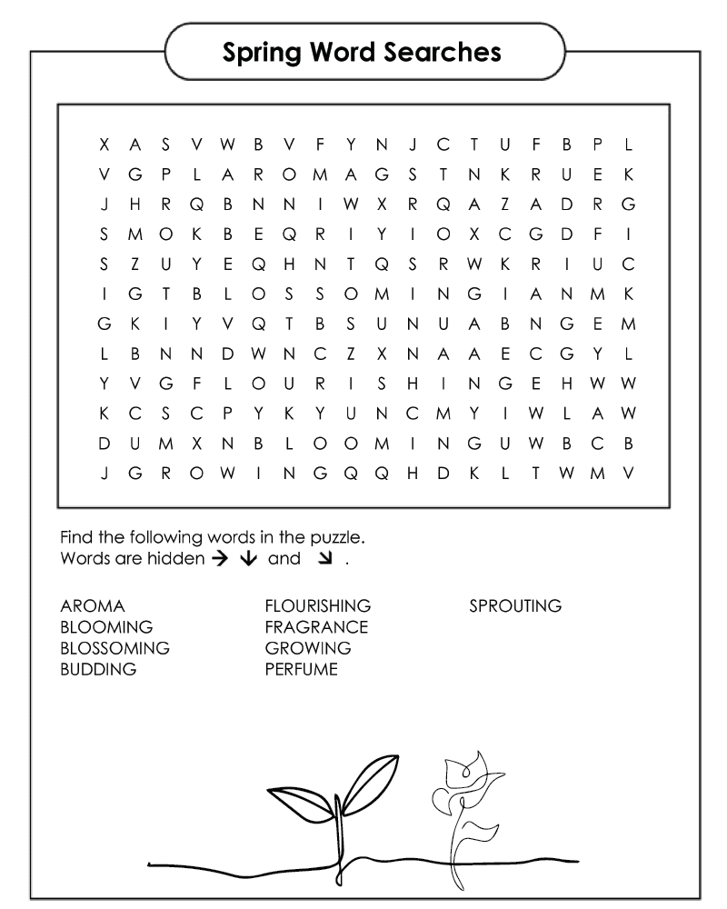Spring Word Searches for Middle Schools
