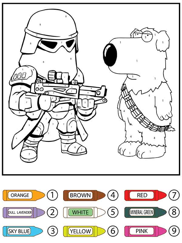 Star Wars Cute Darth Vader and Brian Griffin Color by Number