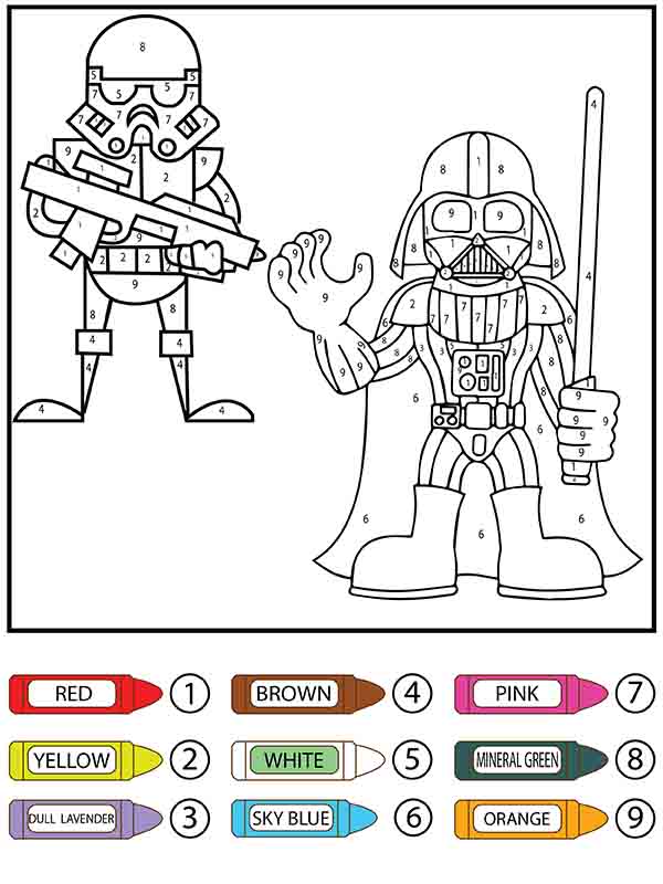 Star Wars Small Darth Vader and Stormtrooper Color By Number