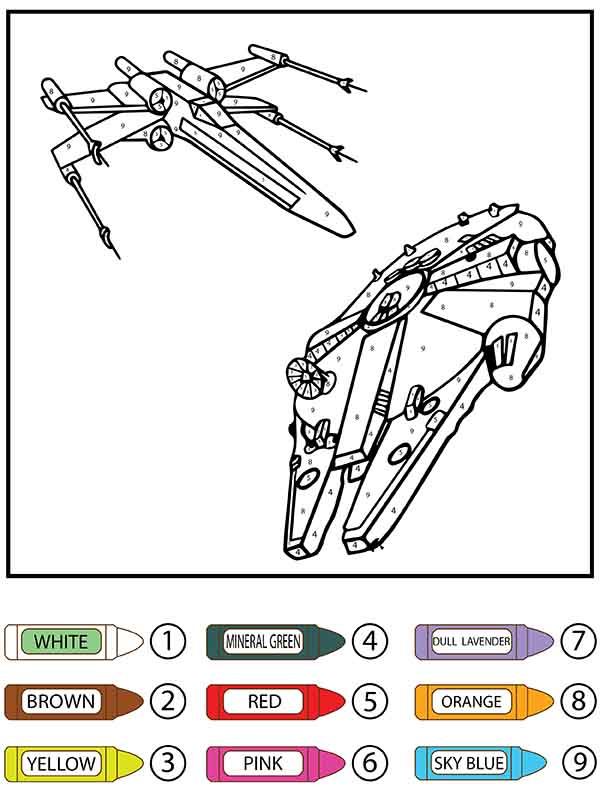 Star Wars X-Wing Starfighter and Millennium Falcon Color by Number
