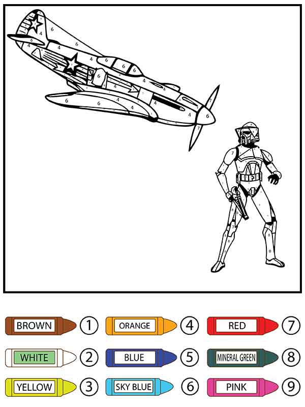 Stormtrooper and Star Wars Plane Color by Number