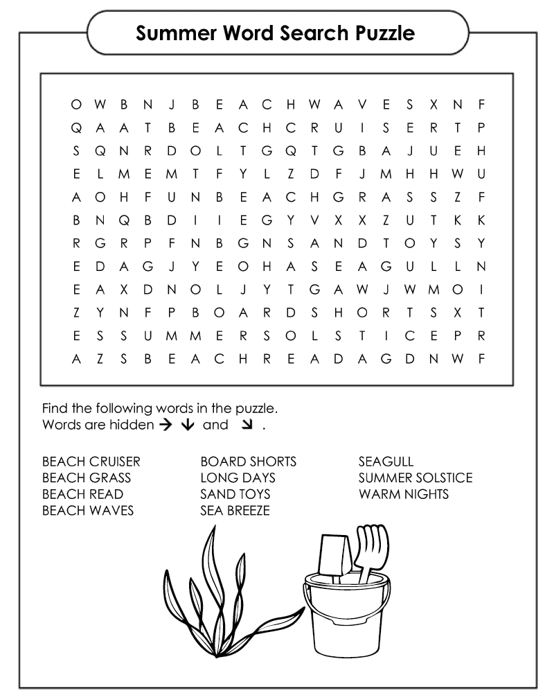 Summer Word Searches for Boys