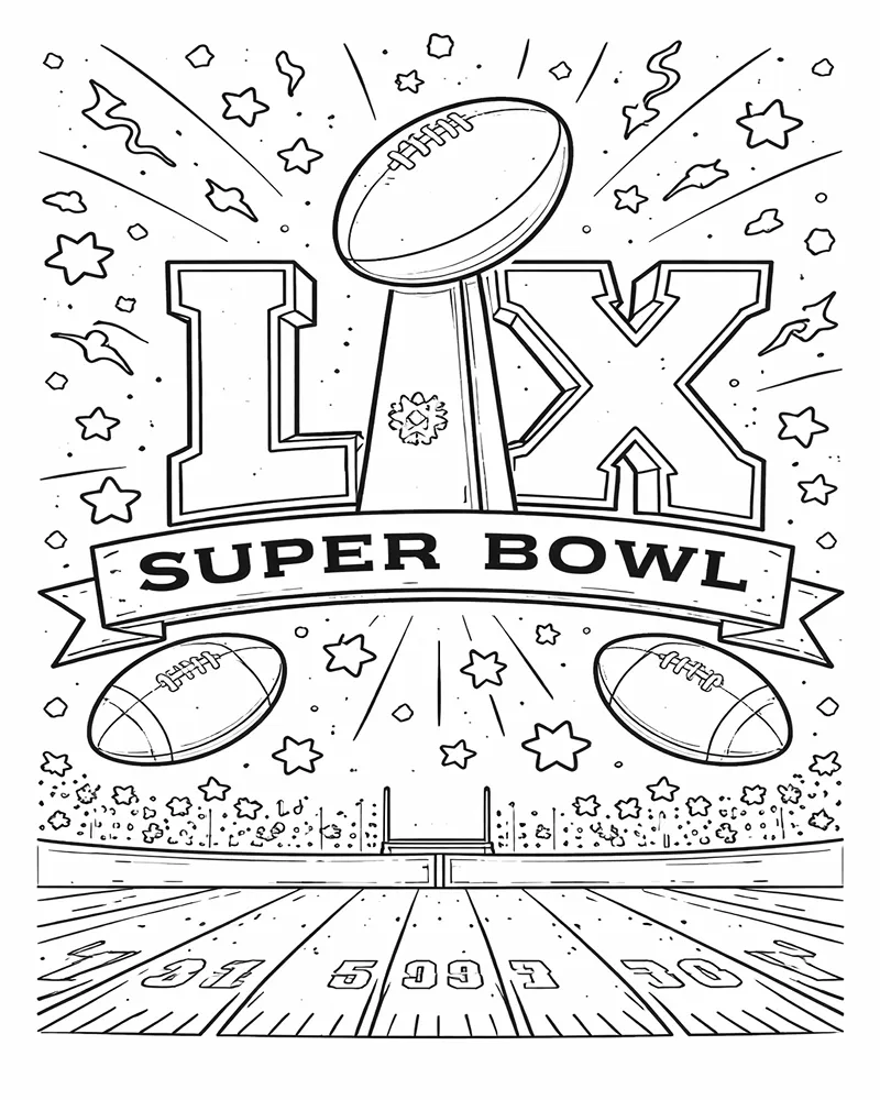 Página para colorir do Super Bowl LX 2026