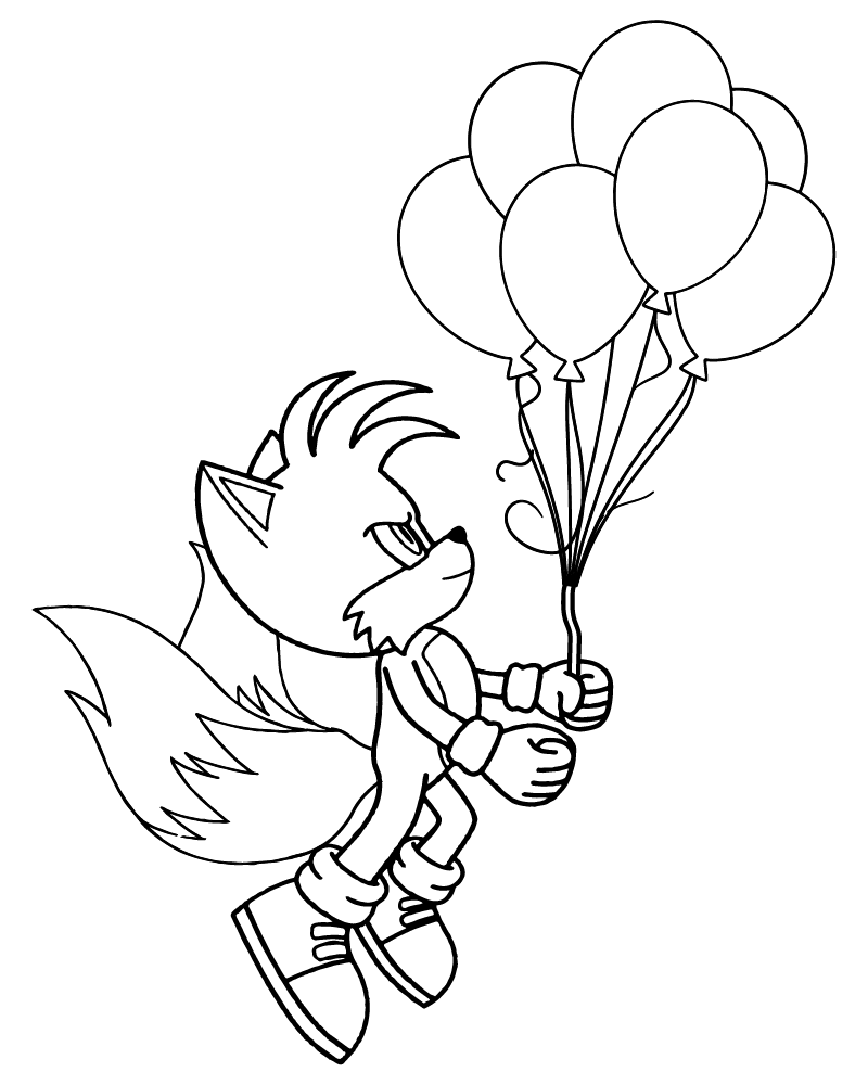 Tails Flying with Balloons