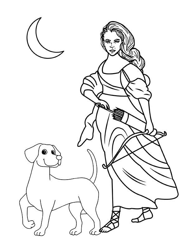 The Moon, Dog, and Artemis with an Arrow