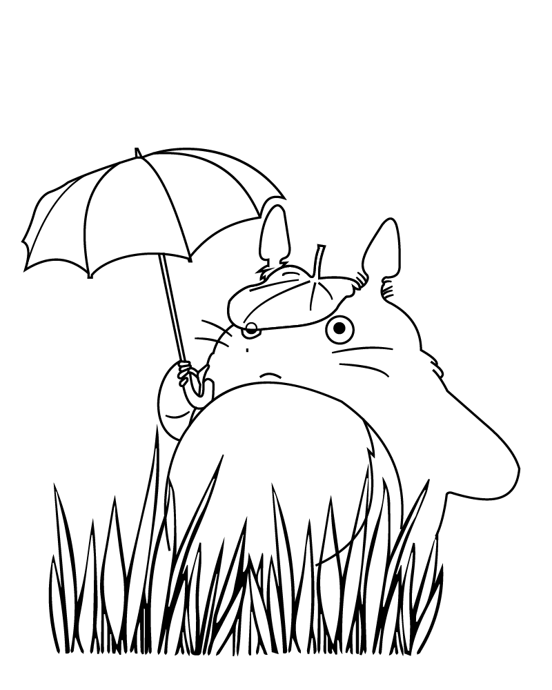 Totoro mit Regenschirm