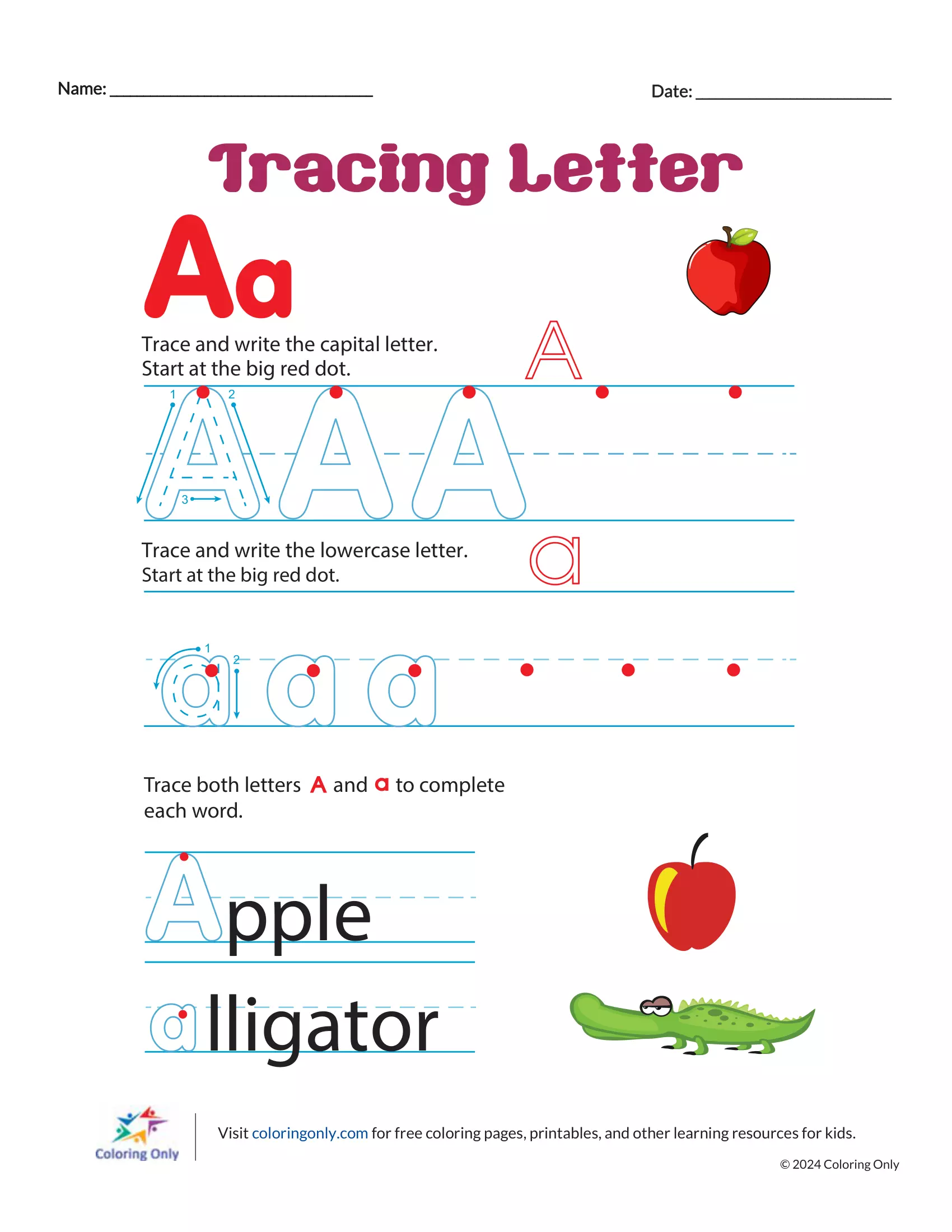 Tracing Letter Free Printable Worksheet