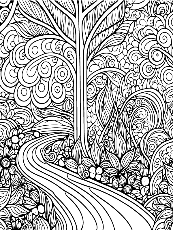 Tranquility in Nature Mandala Coloring Page