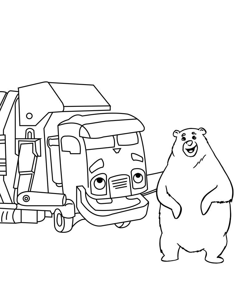 Trash Truck and Bear Free Printable