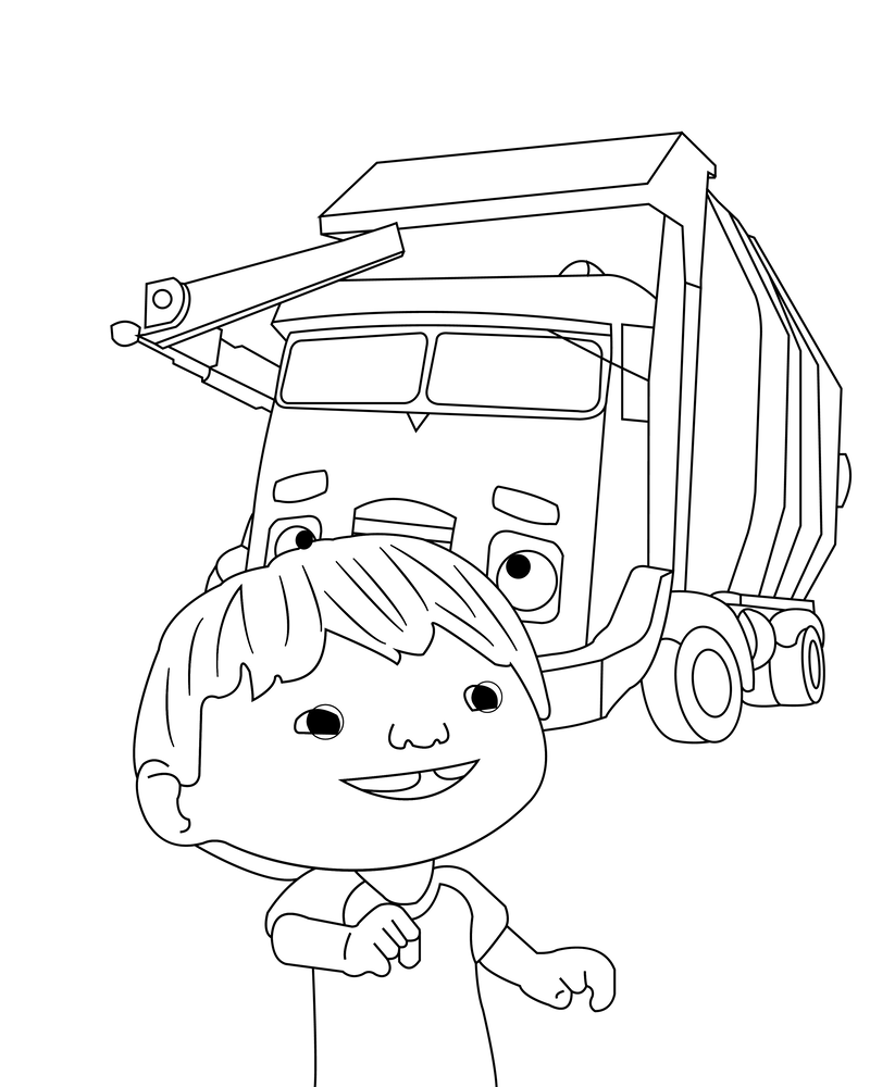 Trash Truck Toy Coloring Sheet for Kids