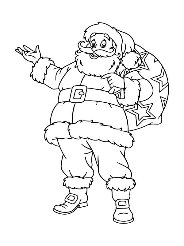 Travelling Santa Claus Coloring Page