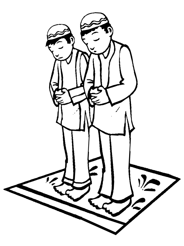 Two Muslims Standing on a Prayer Mat