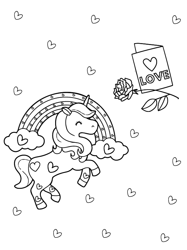Unicorn with Love Letter Valentines