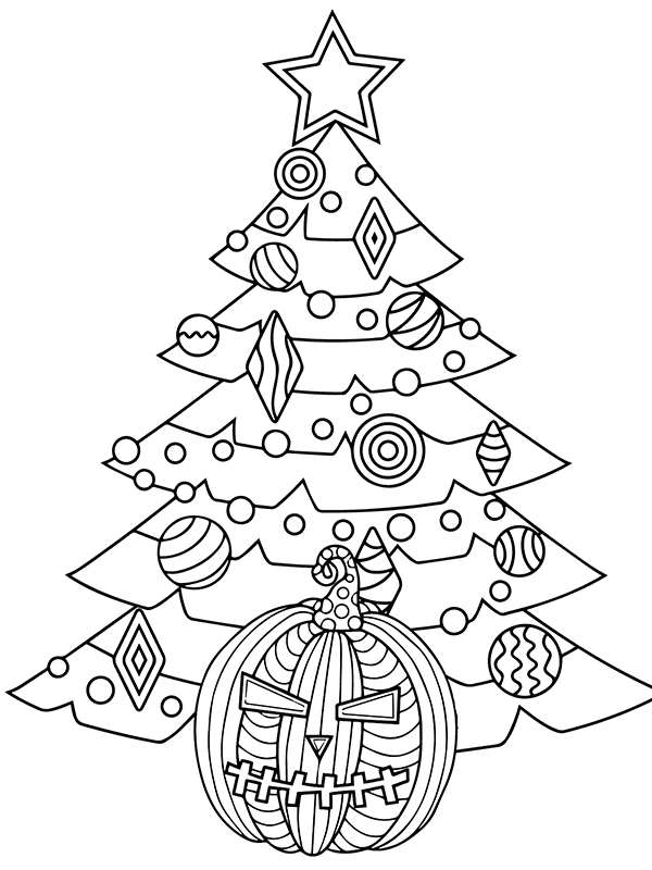 Vintage Halloween mit Weihnachtsbaum