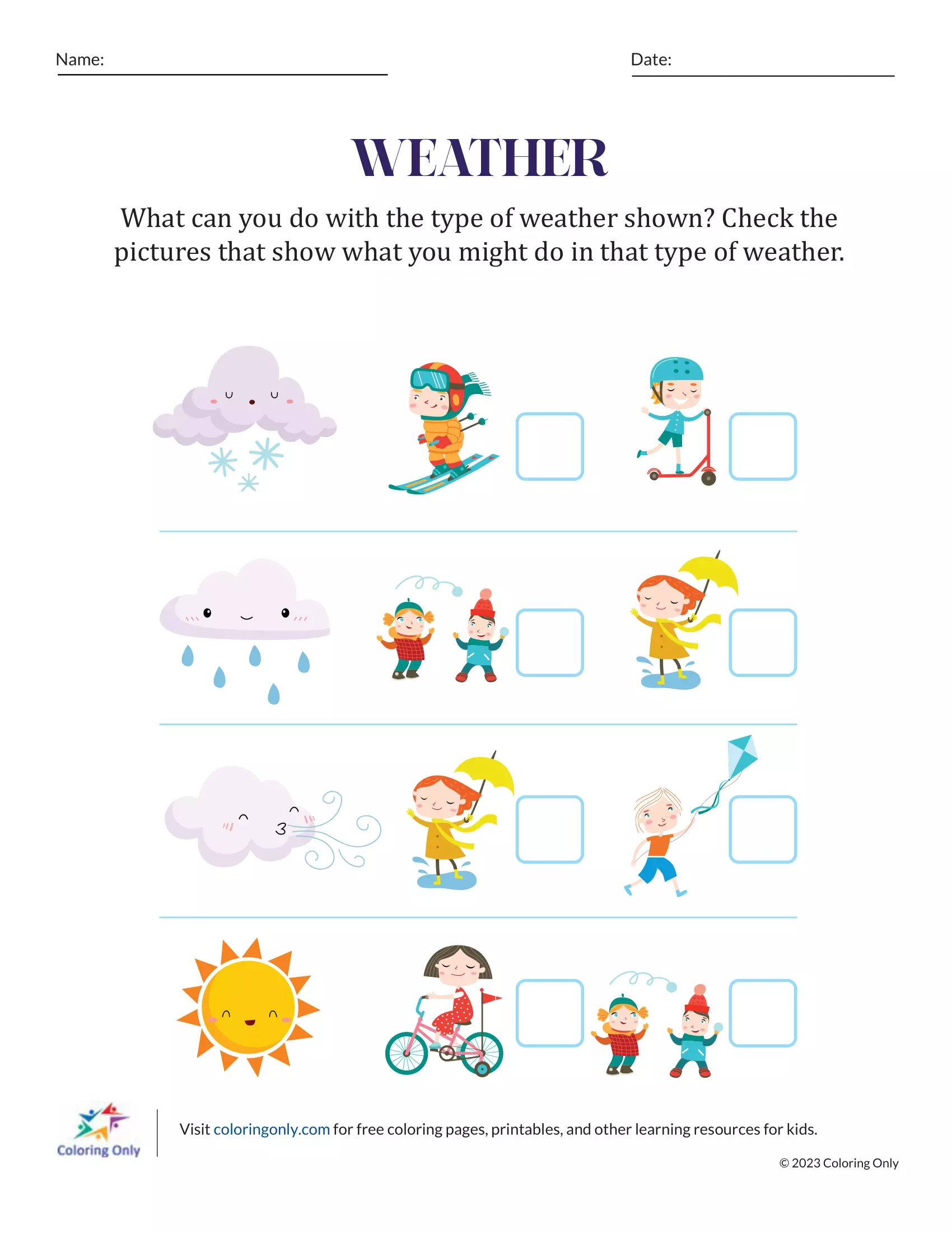 Weather Free Printable Worksheet