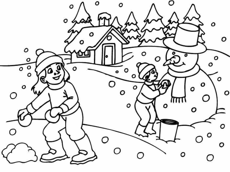 Winter Scene coloring page 2