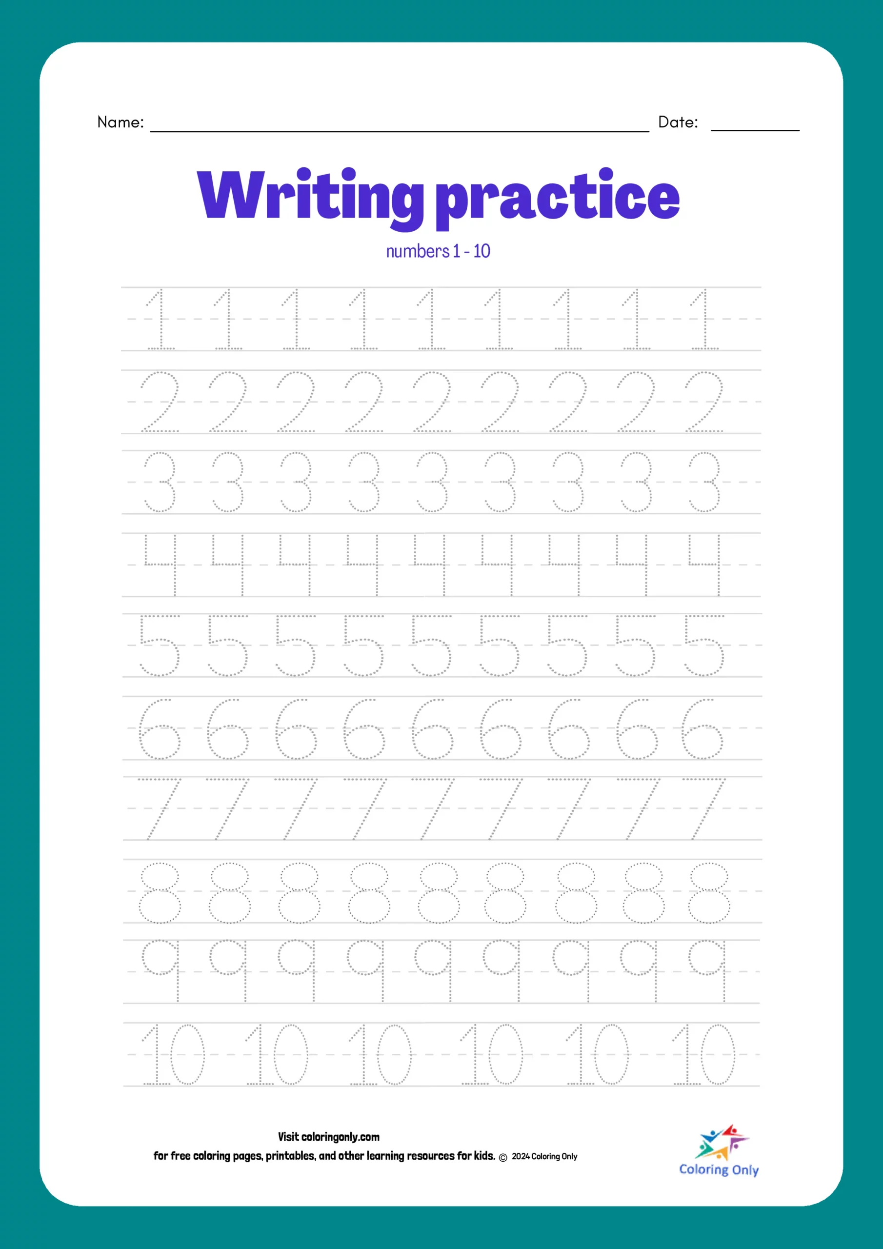 Writing practice Free Printable Worksheet