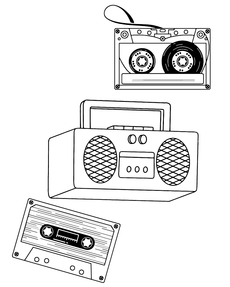 Rádio imprimível Y2K e fita