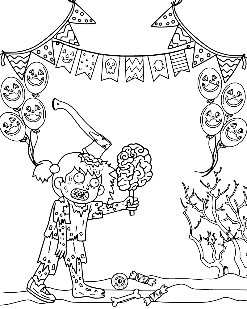 Zombie Girl with Brains
