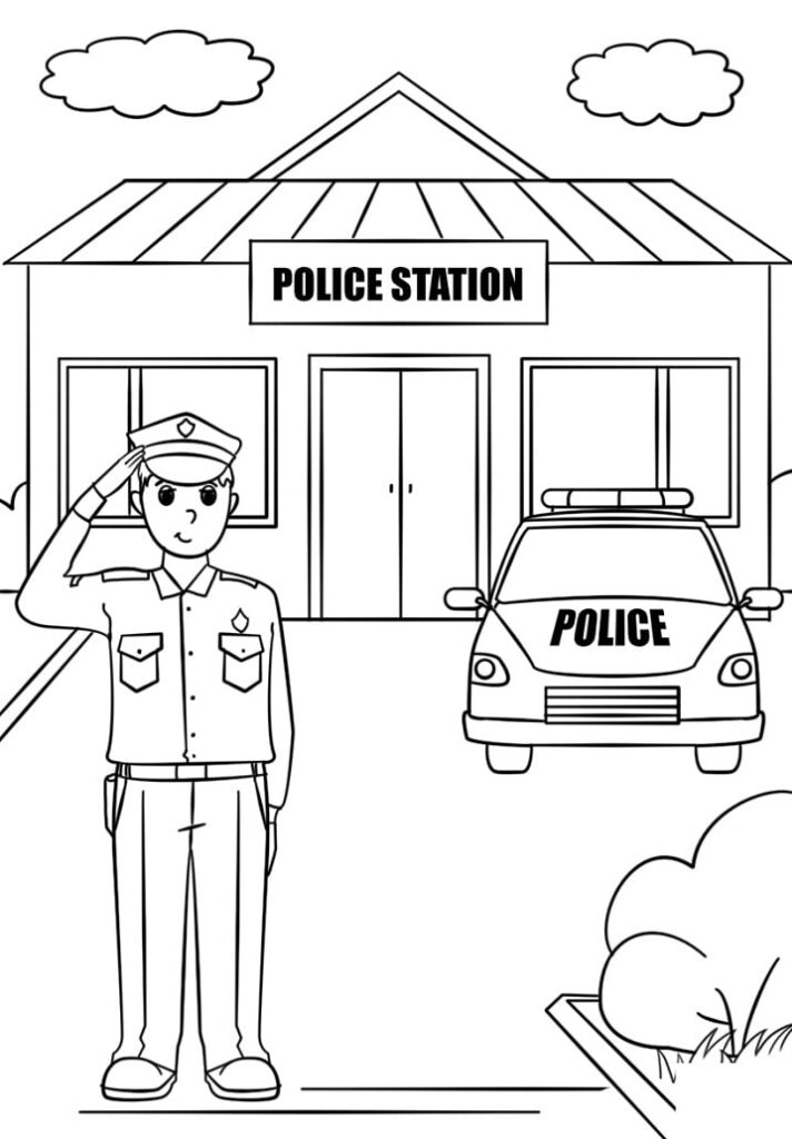 Desenho de Polícia para Colorir