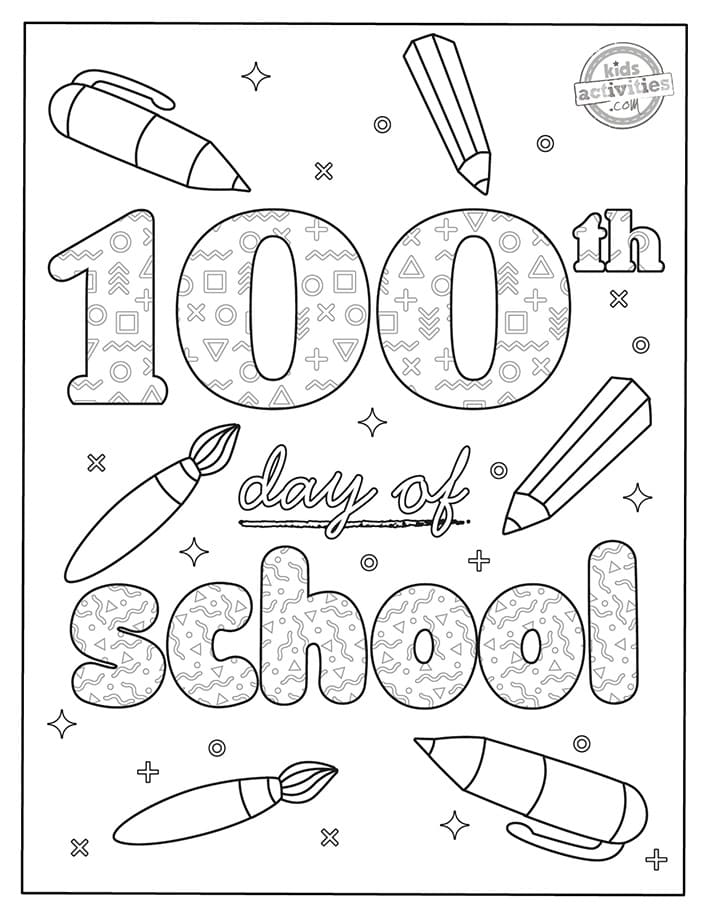 100th Day Of School to Color