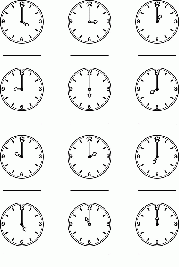 12 clock Coloring Page - Free Printable Coloring Pages for Kids