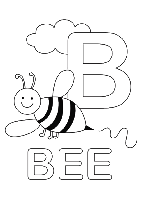 Bumble Bee Letter B Coloring Page - Free Printable Coloring Pages for Kids