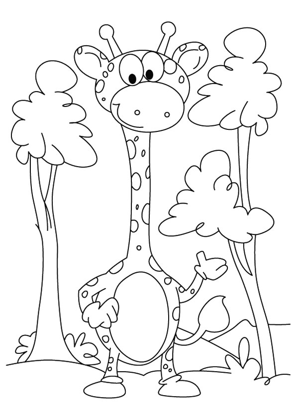 Giraffe Eating Coloring Page - Free Printable Coloring Pages for Kids