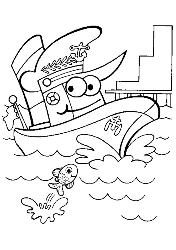 A Cartoon Ship Coloring Page Free Printable Coloring Pages For Kids